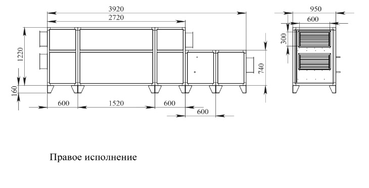 Габаритные и присоединительные размеры 3700 Lux RP F PB